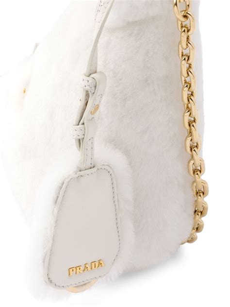 sherling prada bag|White Shearling shoulder bag .